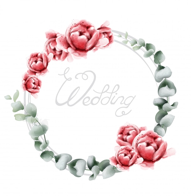 Couronne De Mariage Roses à L'aquarelle