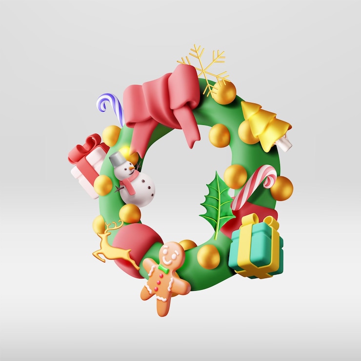 Vecteur une couronne de noël décorée en 3d