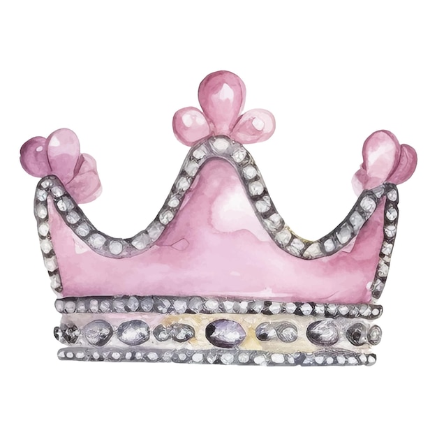 Vecteur couronne de princesse à l'aquarelle illustration vectorielle dessinée à la main isolée sur fond blanc