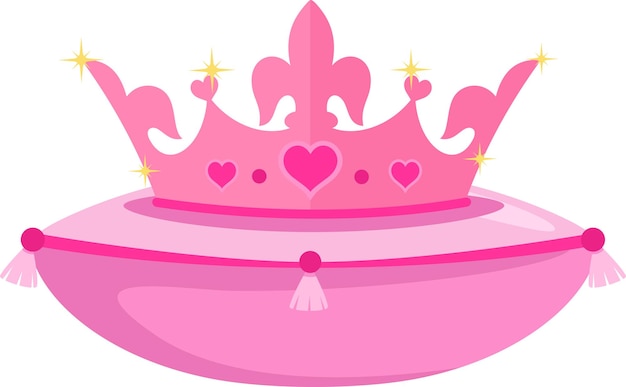 Vecteur la couronne de la princesse rose sur un oreiller illustration vectorielle design plat