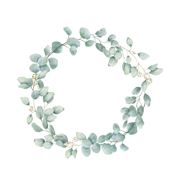 Couronne Ronde Aquarelle D'eucalyptus