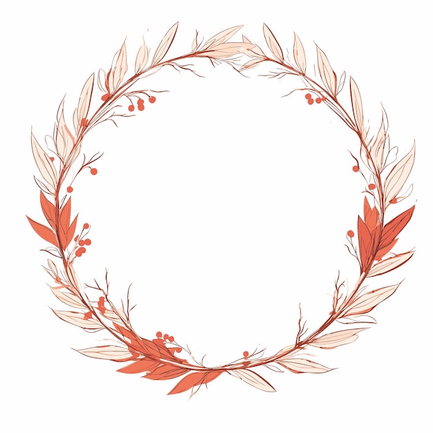 Vecteur une couronne ronde avec des feuilles rouges et des fleurs rouges dessus