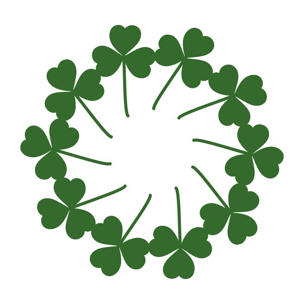 Une couronne de trèfles dans un cadre rond abstrait à la mode vert de feuilles de trèfle idée de salut de copyspace
