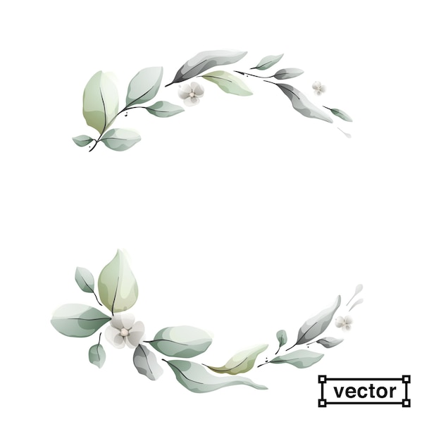 Couronne de vecteur clair dans un style Aquarelle avec des feuilles et des fleurs