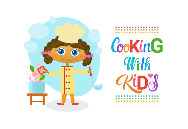 Vecteur cours de cuisine avec enfants pour enfants