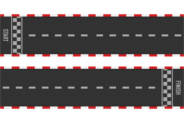 Courses En Ligne Sur Piste Ou Marquage Routier. Course De Voiture Ou De Karting Sur Route. Illustration.