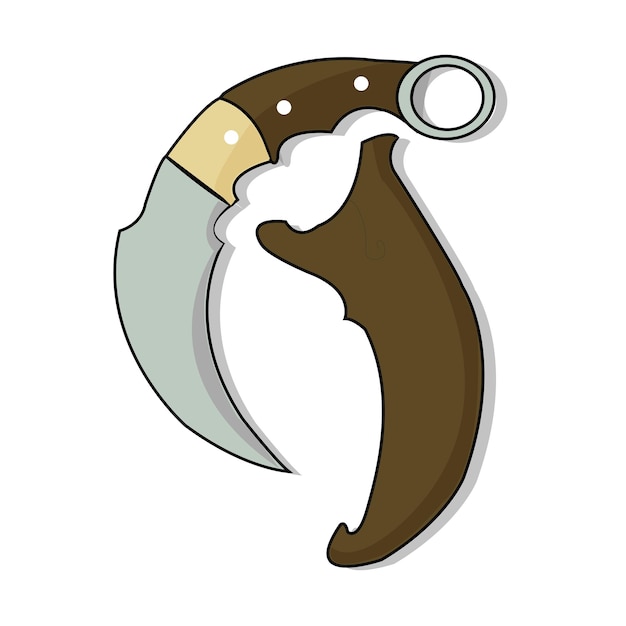 Vecteur un couteau avec une poignée qui a la lettre t sur ittraditional karambit indonesia clip art