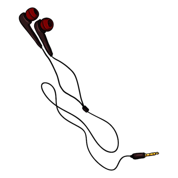 Écouteurs de dessin animé vectoriel et écouteurs intra-auriculaires