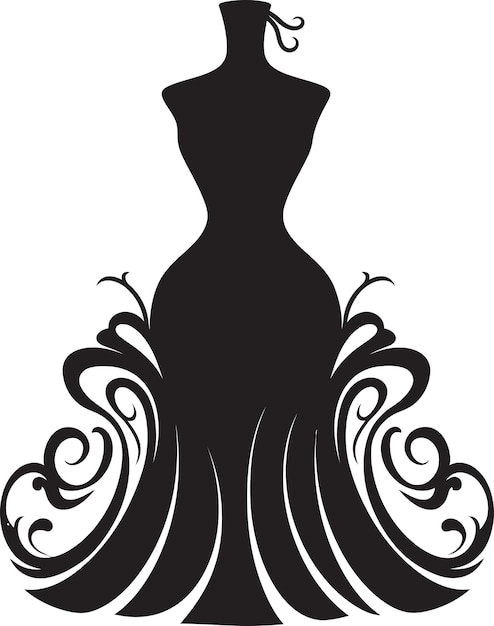 Vecteur couture signature vector dress icon fashionistas dream black logo dress (vêtement vectoriel de signature de haute couture) est une robe à logo noir.