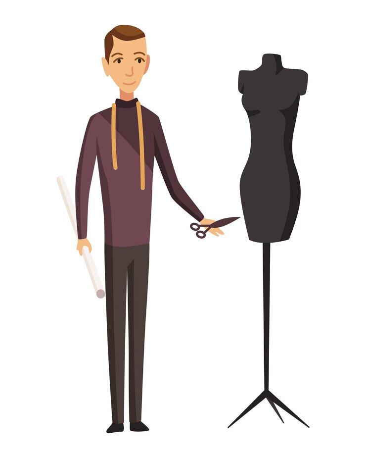 Vecteur couturière couture masculine mesurant et cousant pour ses clients concepteur de vêtements illustration vectorielle de processus de couture vêtements et accessoires personnalisés