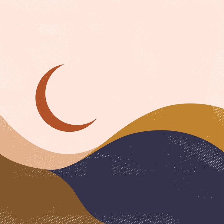 Couverture boho carrée de lune de nuit dessinée à la main