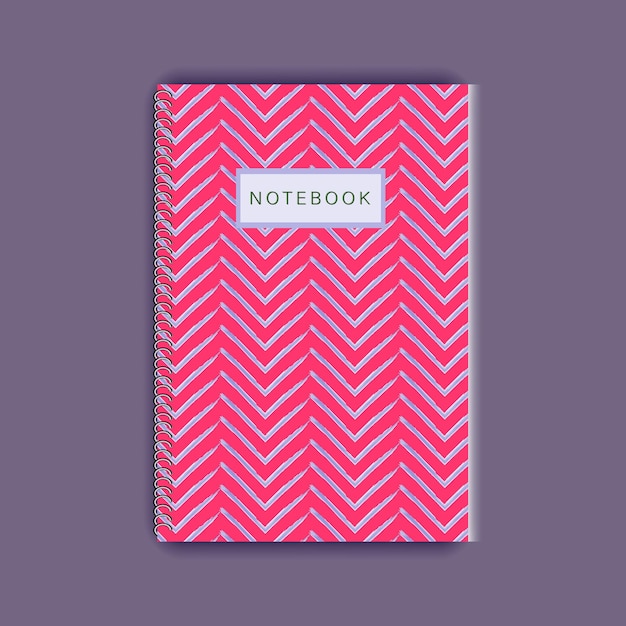 couverture de cahier rose avec motif zigzag