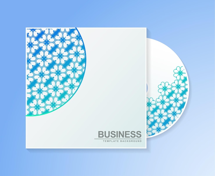 Vecteur couverture de cd dégradé avec texture motif floral