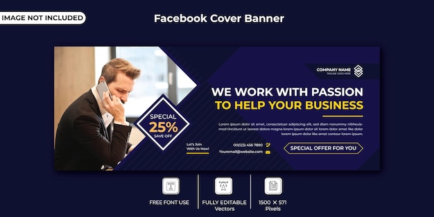 Vecteur couverture facebook de l'entreprise de marketing numérique