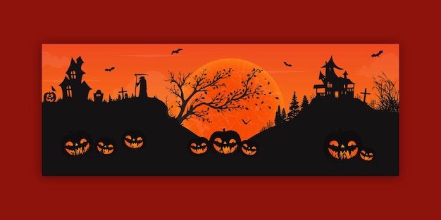 Couverture Facebook De Fête D'halloween Ou Modèle De Bannière Web