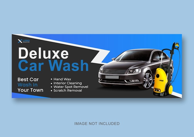 Vecteur couverture facebook des médias sociaux de lavage de voiture et modèle de conception de bannière web de service de lavage de voiture