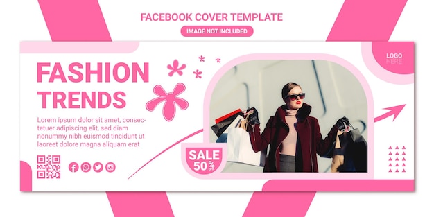 Vecteur couverture facebook de mode rose design plat