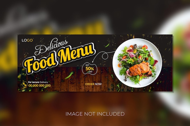 Vecteur couverture facebook de nourriture délicieuse et conception de modèle de bannière de médias sociaux