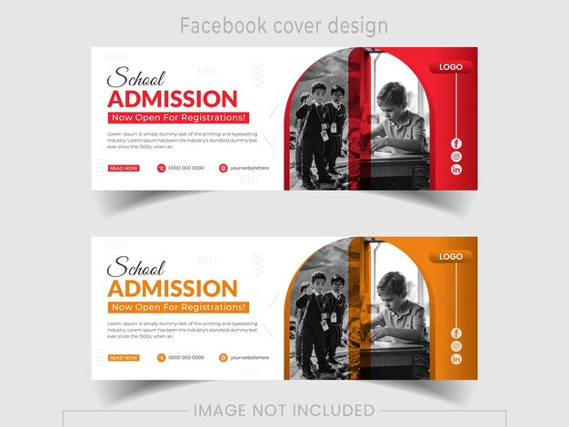 Vecteur couverture facebook pour l'admission à l'école