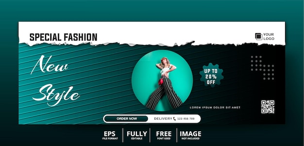 Couverture facebook de vente de mode ou bannière de médias sociaux