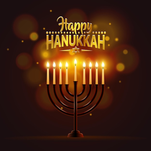 Couverture De Fond Happy Hanukkah, Texte De Célébration De Carte. Illustration Vectorielle