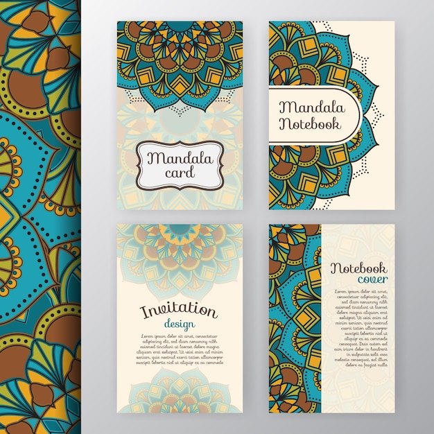 Vecteur couverture d'invitation de mandala et modèle de carte