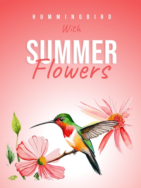 Une couverture de livre pour un colibri avec des fleurs d'été.