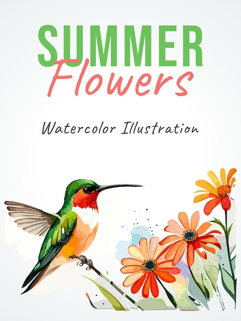 Une couverture de livre pour l'illustration aquarelle de fleurs d'été