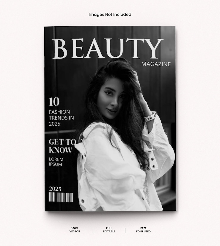 Vecteur couverture de magazine beauté femme minimaliste 2