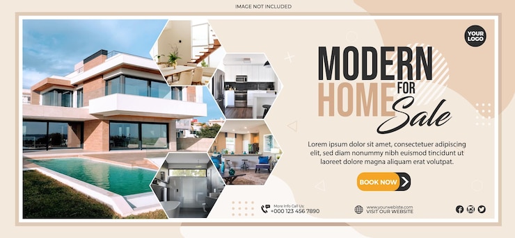 Vecteur couverture des médias sociaux et bannière web de vente immobilière modèle de vente de maison parfait et moderne