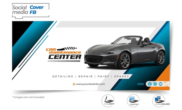 Couverture Des Médias Sociaux Facebook Car Center Avec Logo Design