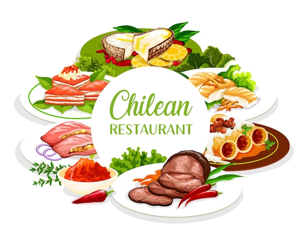 Vecteur couverture de menu de restaurant de cuisine chilienne