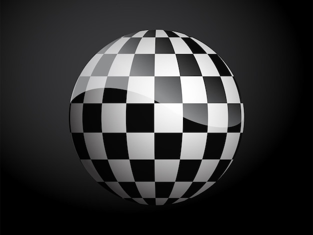 Couverture de motif abstrait boule 3D noir et blanc Illustration vectorielle sur fond sombre