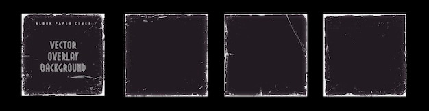 Vecteur couverture en papier d'album avec effet de rayures sales usées maquette de texture grunge pour vinyle cd rétro cadre de superposition de bord en détresse illustration vectorielle de modèle vintage rugueux