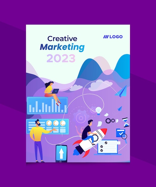 Vecteur une couverture pour le marketing créatif 2023.