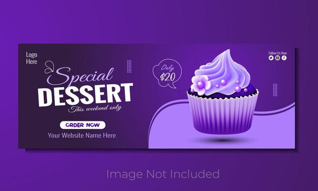 Vecteur couverture spéciale de gâteau au chocolat pour facebook et modèle web de conception de vecteur premium