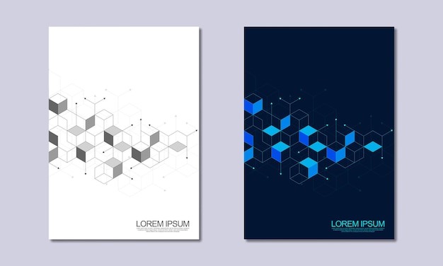 Couvertures Et Brochures Géométriques Abstraites Avec Motif De Forme De Polygone De Blocs Vectoriels Isométriques