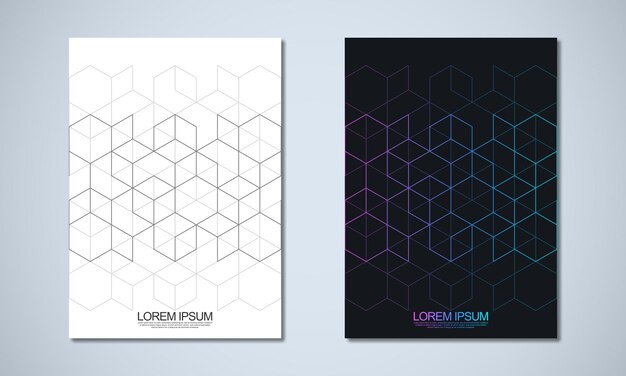 Couvertures Géométriques Abstraites Et Brochures Avec Des Blocs Vectoriels Isométriques Et Des Motifs En Forme De Polygone