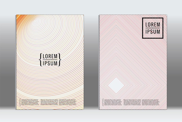 Couvertures géométriques graphiques vectorielles avec motif minimaliste pour modèles, mises en page, affiches, brochures, catalogues, dépliants. Ensemble de pancartes avec des éléments géométriques minimalistes. Modèle de conception avec des lignes