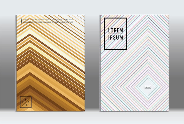 Des couvertures géométriques vectorielles avec un motif minimaliste pour des modèles, des mises en page, des affiches, des brochures, des catalogues, des dépliants. Un ensemble de pancartes avec des éléments de géométrie minimaliste. Un modèle de conception avec des lignes
