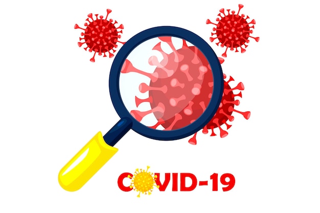 Covid-19 ou coronavirus sous une loupe.