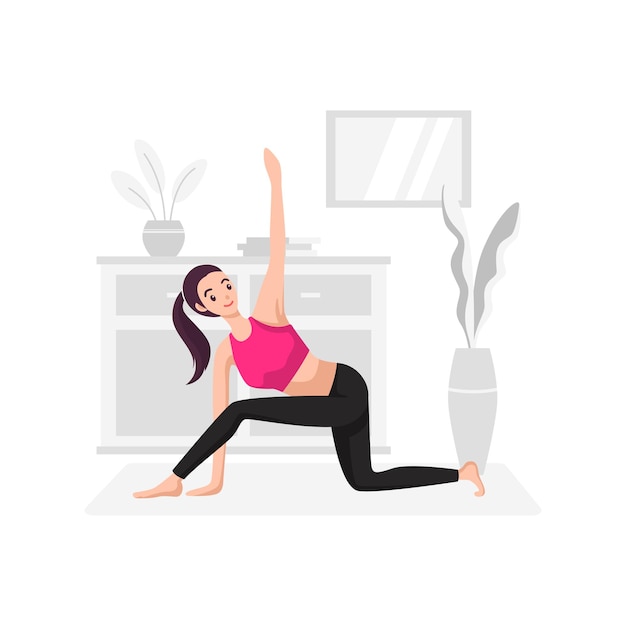 Covid à la maison Gym Illustartion Vector EPS File