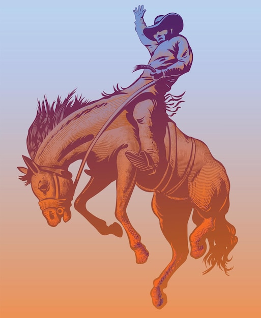 un cow-boy avec un chapeau sur un taureau buckingx9