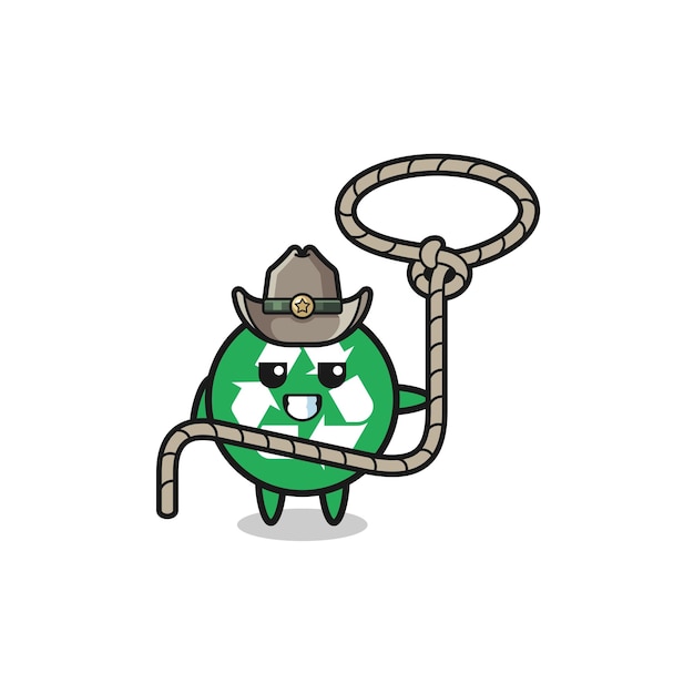 Le cow-boy du recyclage avec corde lasso