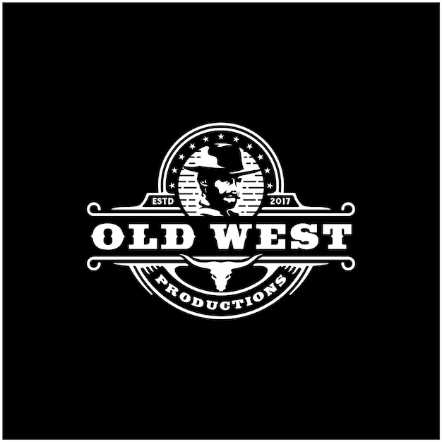 Cowboy et Texas Longhorn, création de Logo Vintage Country Western Bull Cattle