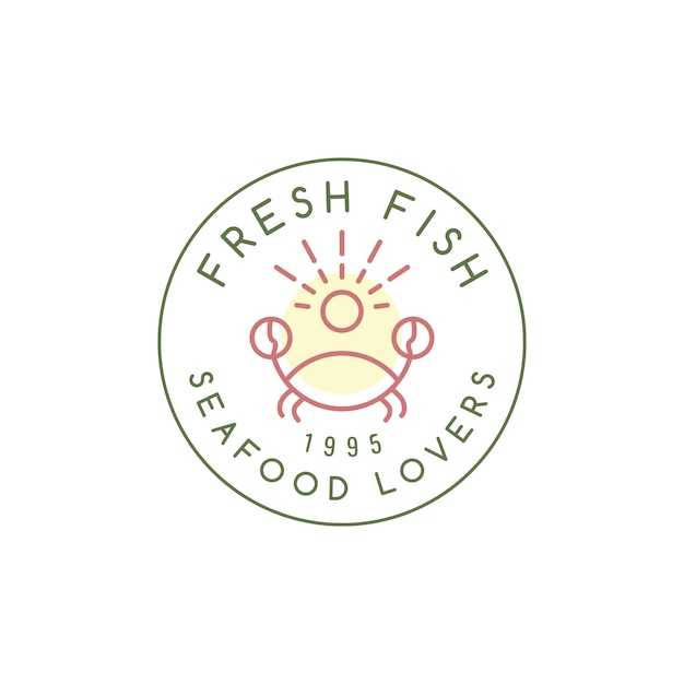 Vecteur crabe animal fruits de mer océan marché restaurant logo design vecteur