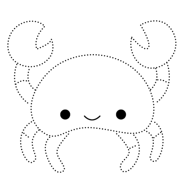 Crabe Animal Patché Entraînement Dessiner Dessin Animé Griffonnage Kawaii Anime Coloriage Mignon Illustration