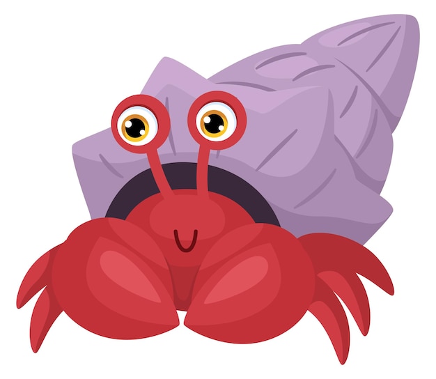 Vecteur crabe de mer personnage de dessin animé drôle animal sous-marin isolé sur fond blanc