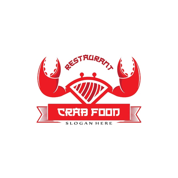 Crabe Rouge Sea Animal Logo Vector Seafood Making Ingrédients Illustration Design Adapté Aux Autocollants Sérigraphie Bannières Entreprises De Restaurant