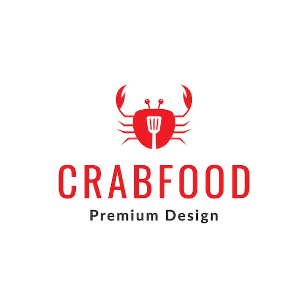 Crabe Rouge Avec Spatule Logo Design Vecteur Symbole Graphique Icône Signe Illustration Idée Créative